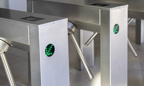 Rfid,Card,Access,Control,System,On,Modern,Stainless,Steel,Turnstile