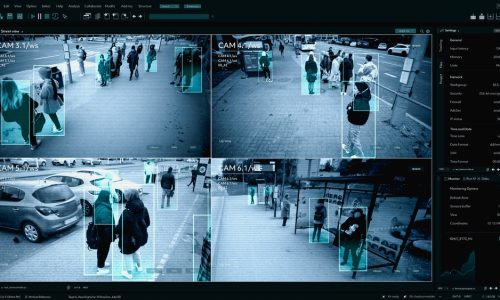 Cctv,Ai,Facial,Recognition,Camera,Authentificating,People,On,Street.,Security